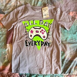 OshKosh B'gosh Gray Tee with Neon Green and Pink Graphic